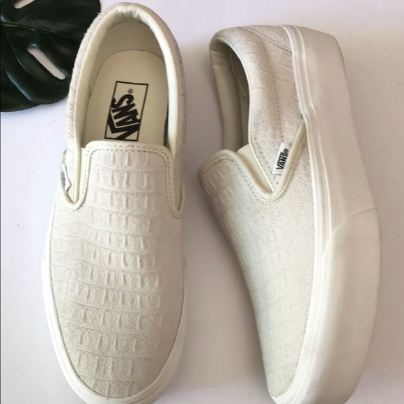 white snakeskin platform vans